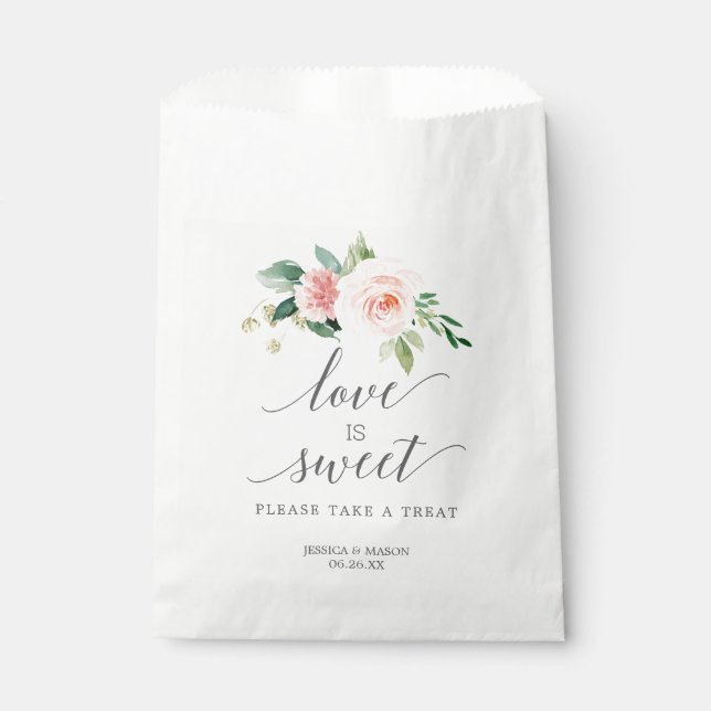 Gastgeschenk Hochzeit Beutel Liebe ist süße Blushi Geschenktütchen (Vorderseite)