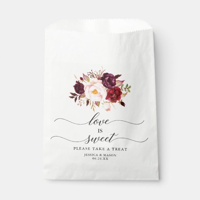 Gastgeschenk Hochzeit Beutel Liebe ist Sweet Burgu Geschenktütchen (Vorderseite)