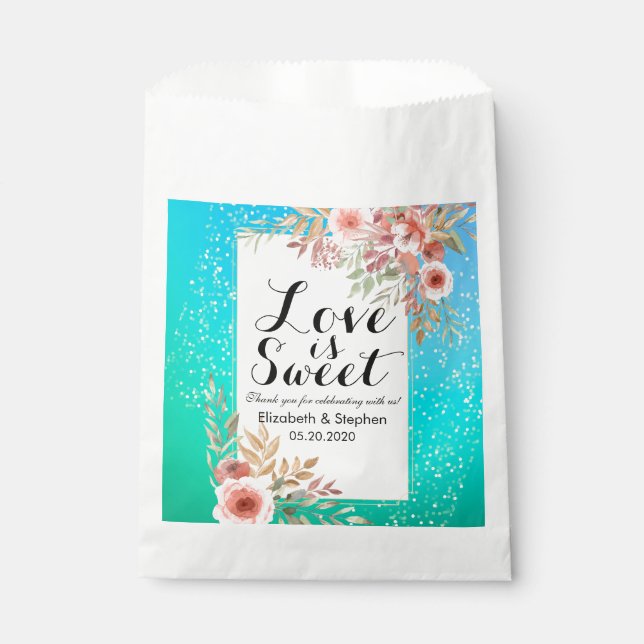 Gastgeschenk Hochzeit Beutel Moderne rosa Aquamari Geschenktütchen (Vorderseite)