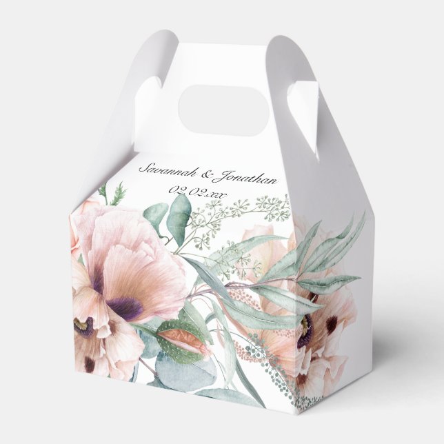 Gastgeschenk Hochzeit "Blush Pink and Ivory Poppie Geschenkschachtel (Vorderseite)