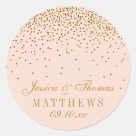 Gastgeschenk Hochzeit Blush Pink & Gold Confetti Runder Aufkleber