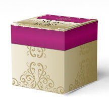 Gastgeschenk Hochzeit Box Gold und Burgund Damask