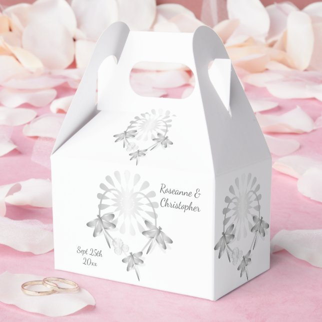 Gastgeschenk Hochzeit Box Silver Dragonflies Herz Geschenkschachtel (Hochzeit)