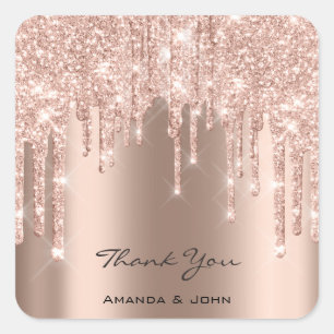 Gastgeschenk Hochzeit Bridal Rose Glitzer Spark Quadratischer Aufkleber