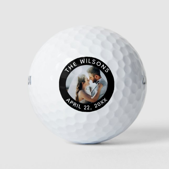 Gastgeschenk Hochzeit Bride Groom Foto Golfball (Vorderseite)