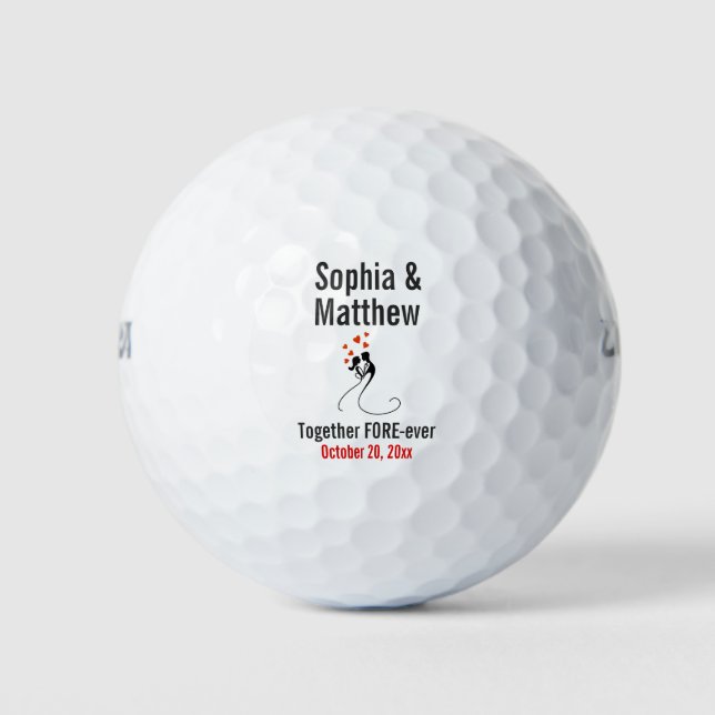 Gastgeschenk Hochzeit Bride Groom Niedlichen Paar  Golfball (Vorderseite)