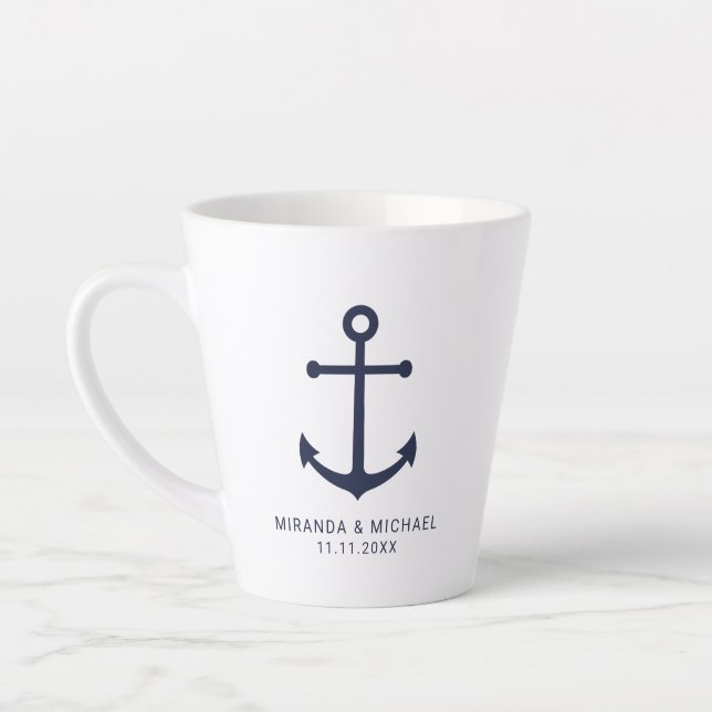 Gastgeschenk Hochzeit Cof Nautic Navy Milchtasse (Links)