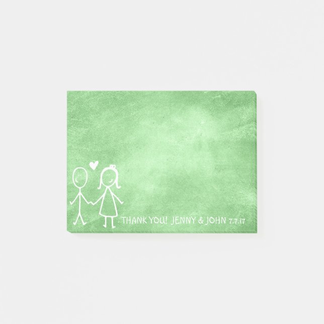 Gastgeschenk Hochzeit Danke Chalkboard Lemon Green Post-it Klebezettel (Vorderseite)