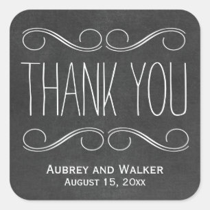 Gastgeschenk Hochzeit danke Ihnen Chalkboard Stick Quadratischer Aufkleber