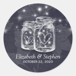 Gastgeschenk Hochzeit danke Mason Jars & String Li Runder Aufkleber