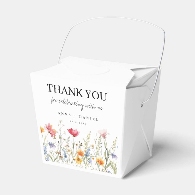 Gastgeschenk Hochzeit der Aquarellfarben-Wildblume Geschenkschachtel (Vorderseite)