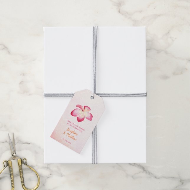 Gastgeschenk Hochzeit der Sunset Plumeria Pink Was Geschenkanhänger (Mit Garn)