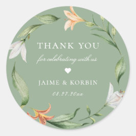 Gastgeschenk Hochzeit des botanischen Blumenkranze Runder Aufkleber