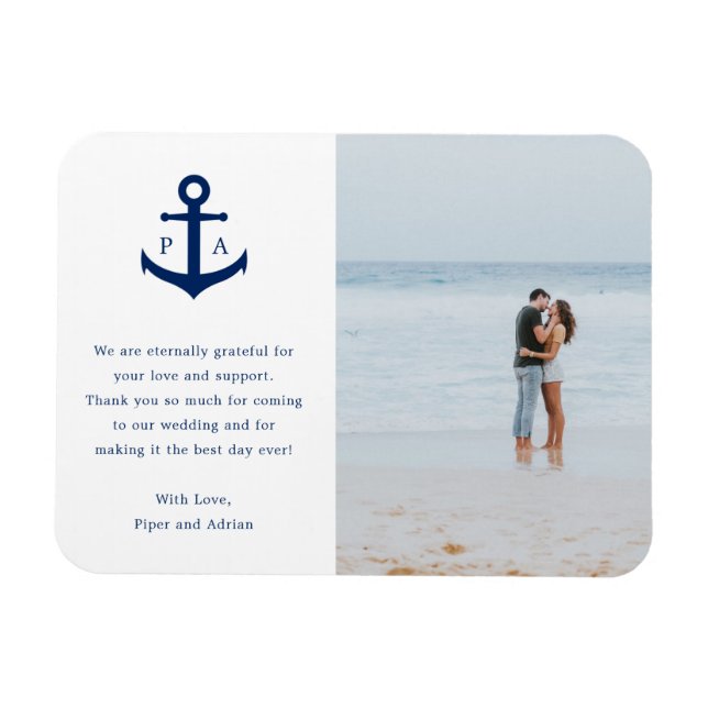 Gastgeschenk Hochzeit des Nautic Anchor Monogram F Magnet (Horizontal)