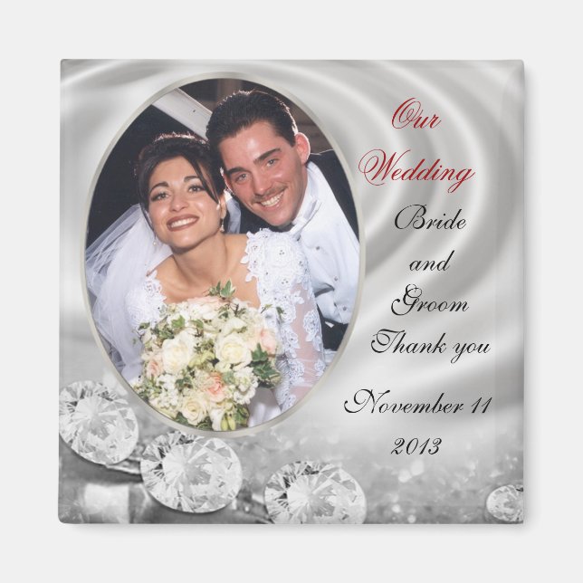Gastgeschenk Hochzeit Diamanten Foto Magnet (Vorne)