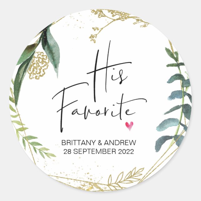 Gastgeschenk Hochzeit Die Lieblings-Leckerei grün Runder Aufkleber (Vorderseite)