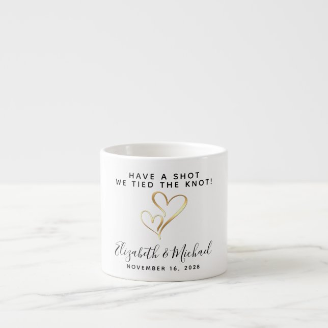 Gastgeschenk Hochzeit, die wir dem Knoten an die H Espressotasse (Vorderseite)