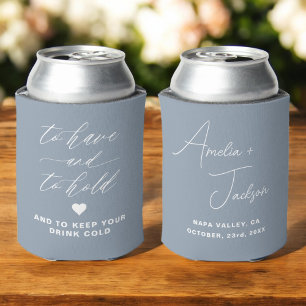 Gastgeschenk Hochzeit Dusty Blue zu haben und zu h Dosenkühler