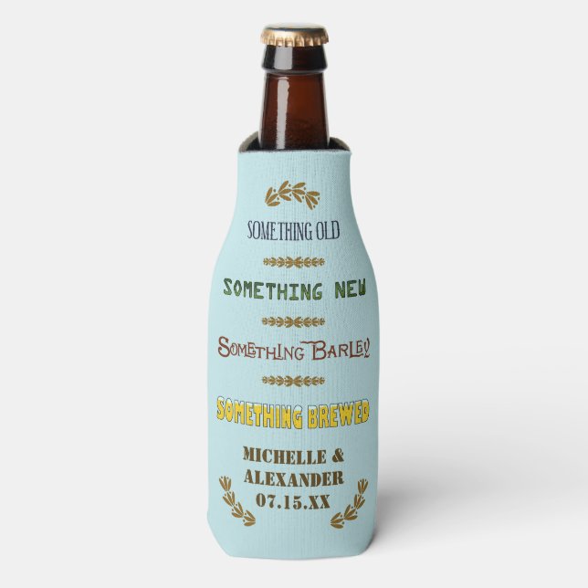 Gastgeschenk Hochzeit Etwas Bierbrauen Name V2 hin Flaschenkühler (Flaschenvorderseite)