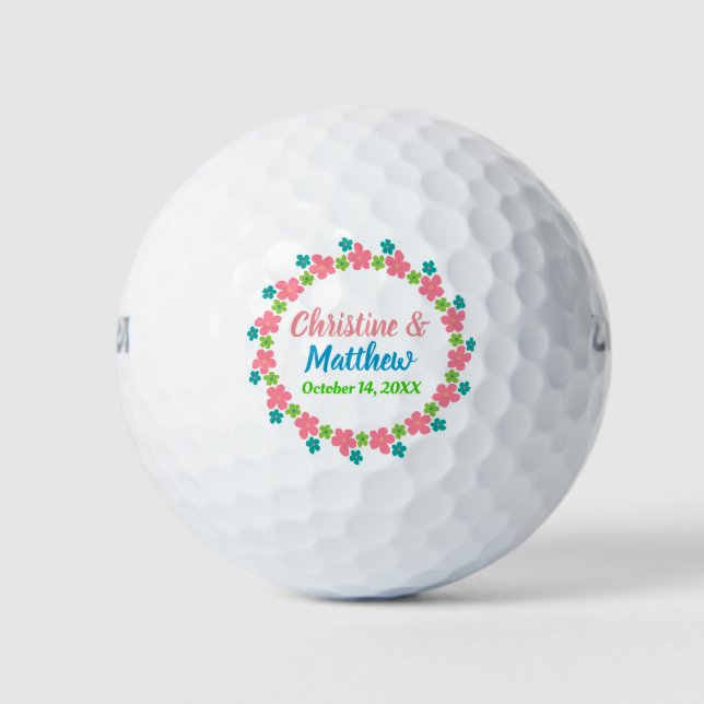 Gastgeschenk Hochzeit Floral Wreath Niedliche Kall Golfball (Vorderseite)