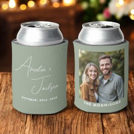 Gastgeschenk Hochzeit Foto Sage Green Moderne Mini Dosenkühler