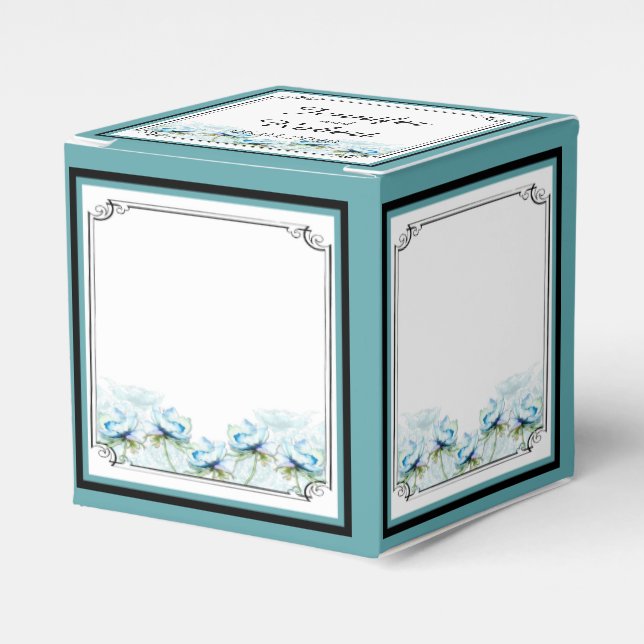 Gastgeschenk Hochzeit für aquamarine Flora und Fau Geschenkschachtel (Vorderseite)