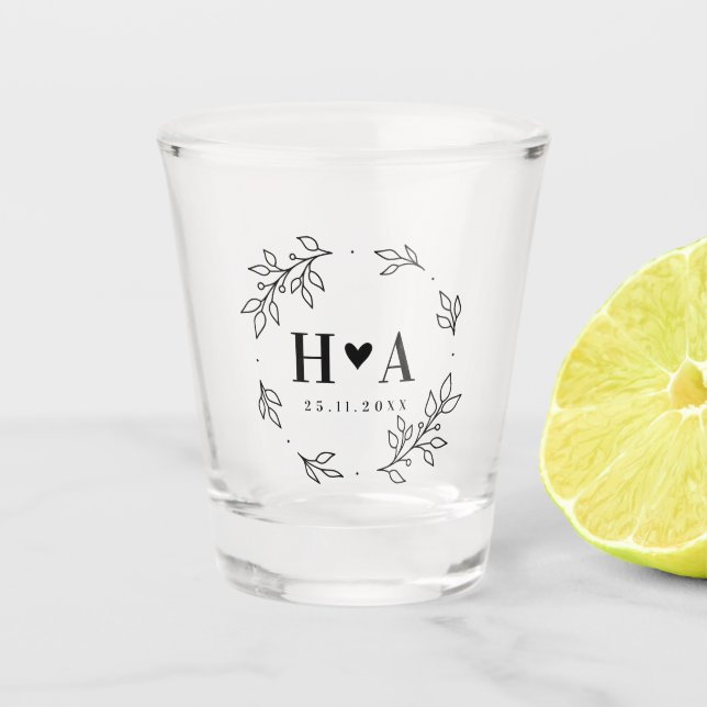 Gastgeschenk Hochzeit für das Minimalistische Wrea Schnapsglas (Vorderseite)