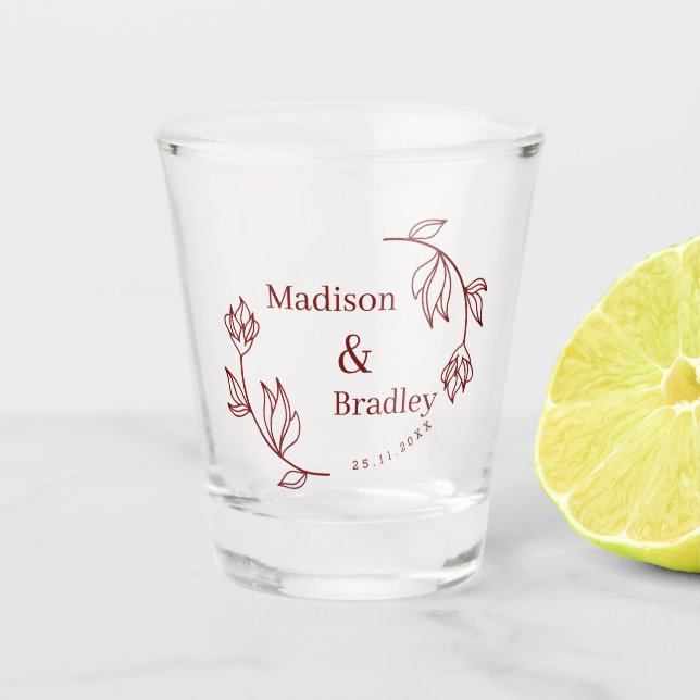 Gastgeschenk Hochzeit für die Mittelblume Schnapsglas (Vorderseite)