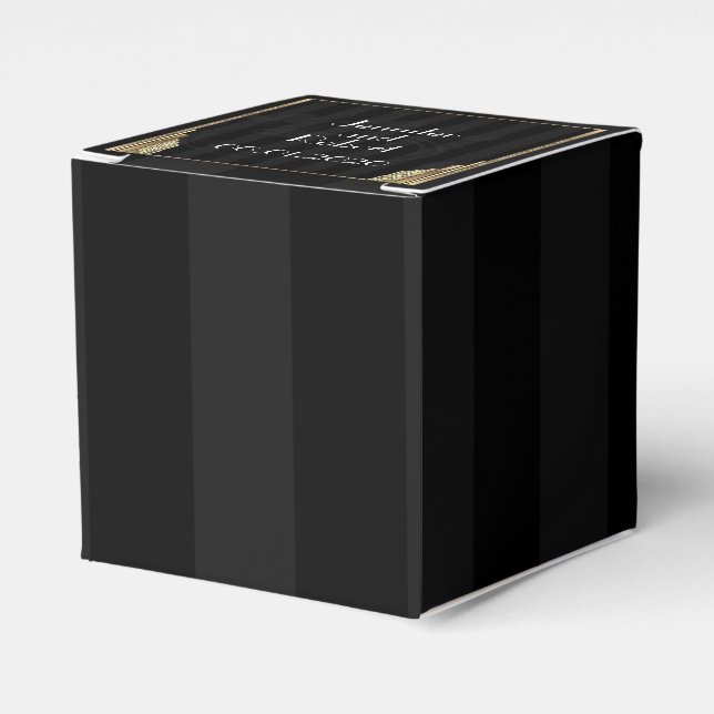 Gastgeschenk Hochzeit für Gold Art Deco Streifen Geschenkschachtel (Vorderseite)