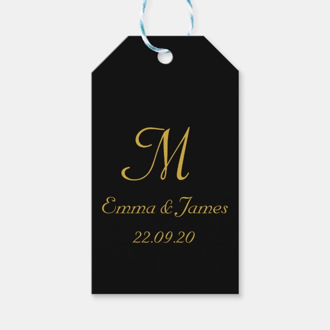 Gastgeschenk Hochzeit für Gold und Schwarz Geschenkanhänger (Vorderseite)