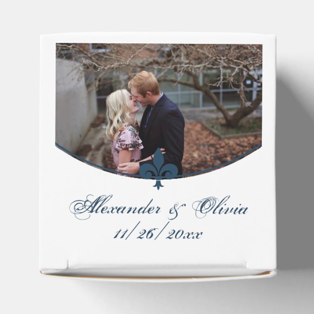 Gastgeschenk Hochzeit für Navy Blue Lilie Foto Geschenkschachtel (Oben)
