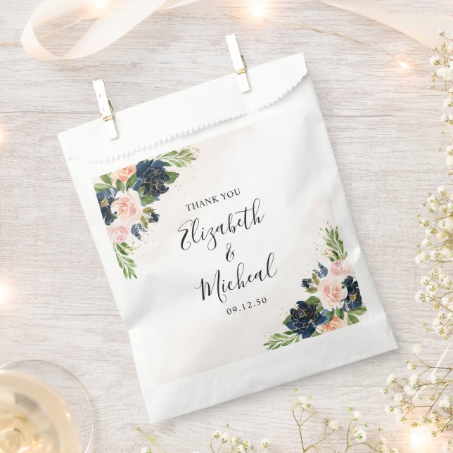 Gastgeschenk Hochzeit für Navy und Blush Pink Geschenktütchen (Ausgeschnitten)