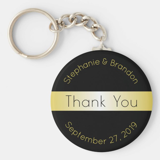 Gastgeschenk Hochzeit für Schwarz und Gold-Schlüss Schlüsselanhänger (Vorne)