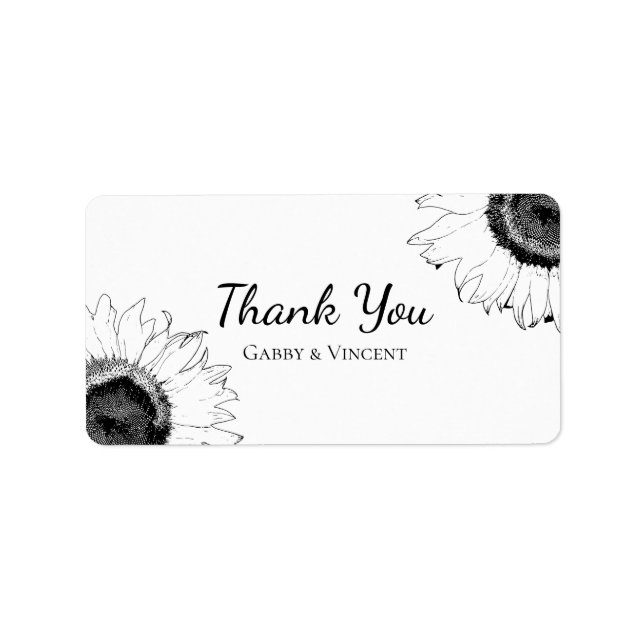 Gastgeschenk Hochzeit für Schwarz und Weiß Adressaufkleber (Vorne)