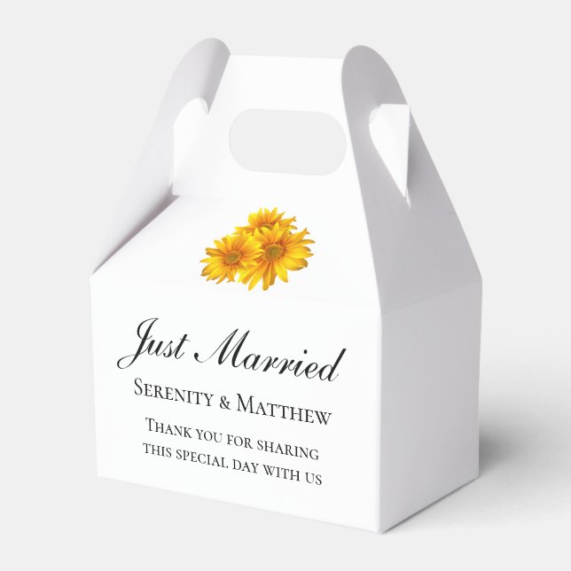 Gastgeschenk Hochzeit Gelbe Blume Nur verheiratet Geschenkschachtel (Vorderseite)