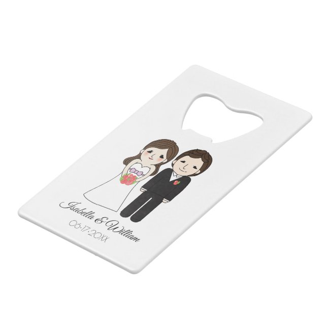 Gastgeschenk Hochzeit Geldbeutel Flaschenöffner (Vorderseite Schrägansicht)