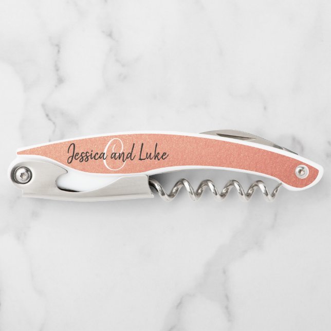 Gastgeschenk Hochzeit Geschenk Elegante Rose Gold  Kellnermesser (Vorderseite)