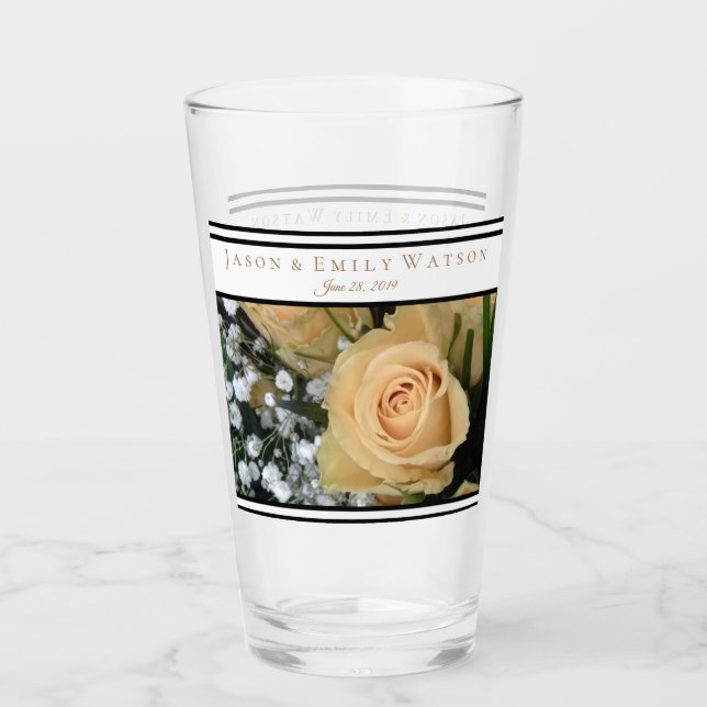 Gastgeschenk Hochzeit Glass Gelb Rosen Schwarze Ak Glas (Vorderseite)