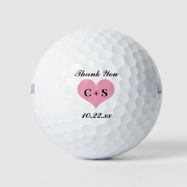 Gastgeschenk Hochzeit Herzinitials Monogram Vielen Golfball (Vorderseite)