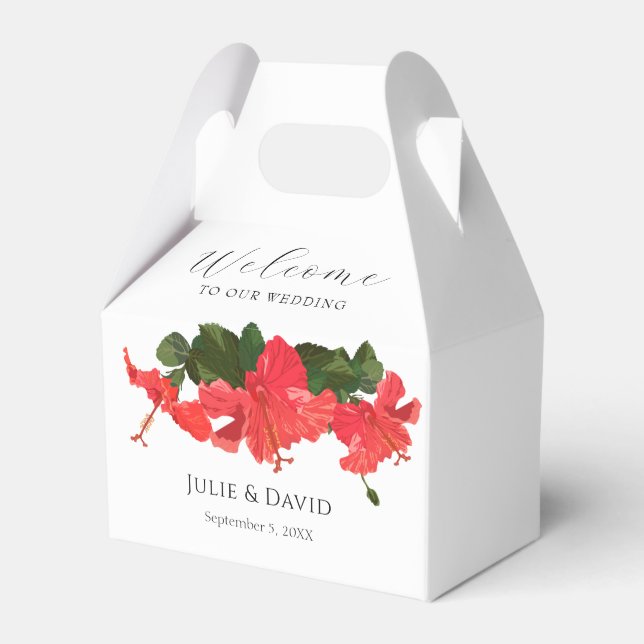 Gastgeschenk Hochzeit Hibisken Blume Geschenkschachtel (Vorderseite)