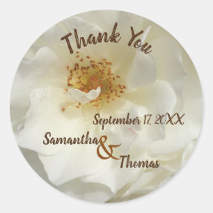 Gastgeschenk Hochzeit Hübsch White Rose Foto Blume Runder Aufkleber