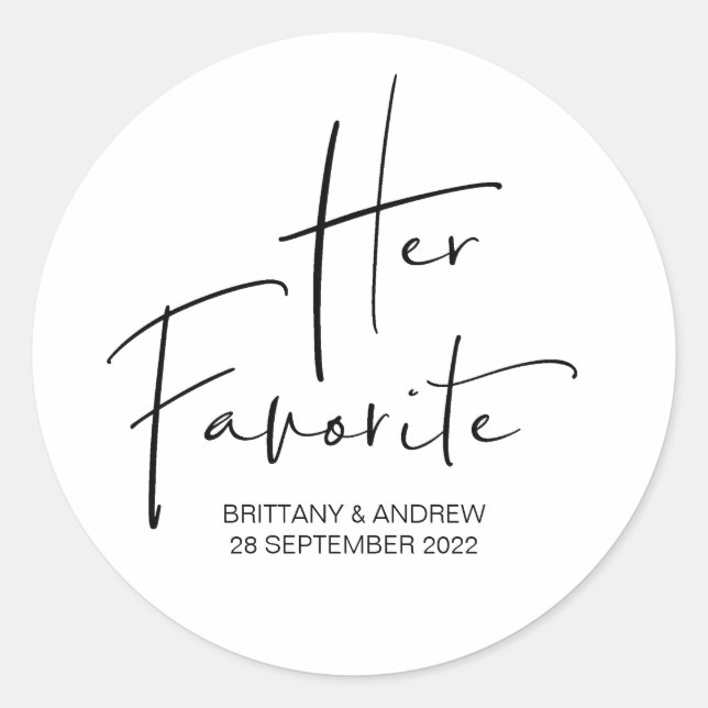Gastgeschenk Hochzeit Ihre Lieblings-Leckerei Box  Runder Aufkleber (Vorderseite)