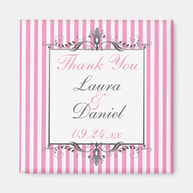 Gastgeschenk Hochzeit in Rosa und Weiß Magnet (Vorne)