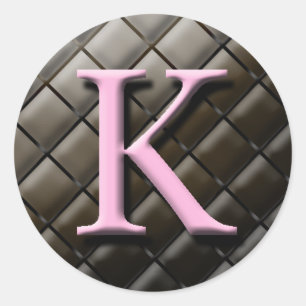 Gastgeschenk Hochzeit K, rosa und schokoladenbraun Runder Aufkleber