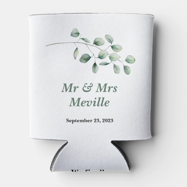 Gastgeschenk Hochzeit kann den modernen Eukalyptus Dosenkühler (Vorderseite)