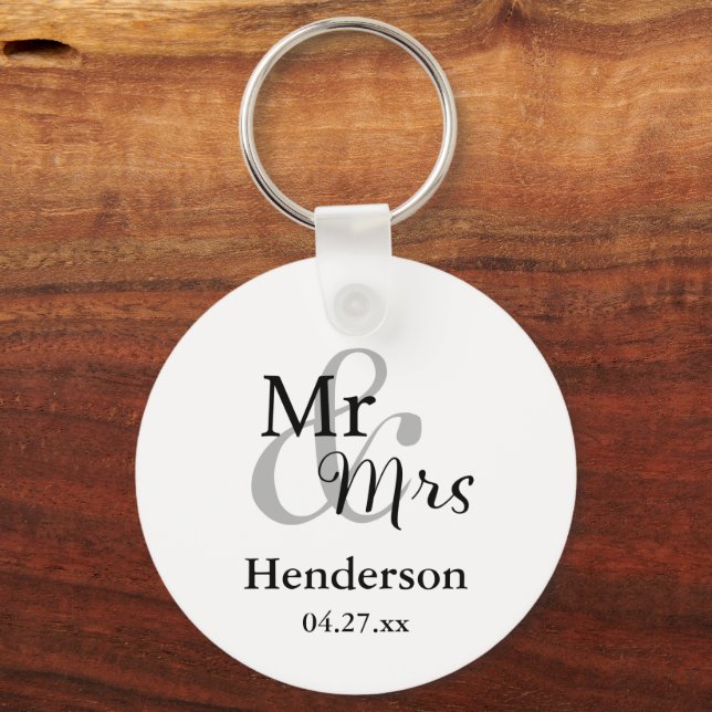 Gastgeschenk Hochzeit Keyrings mit Name & Datum Schlüsselanhänger (Vorderseite)