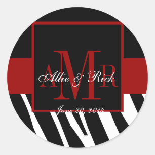 Gastgeschenk Hochzeit-Labels für Schwarze Zebra-Mo Runder Aufkleber
