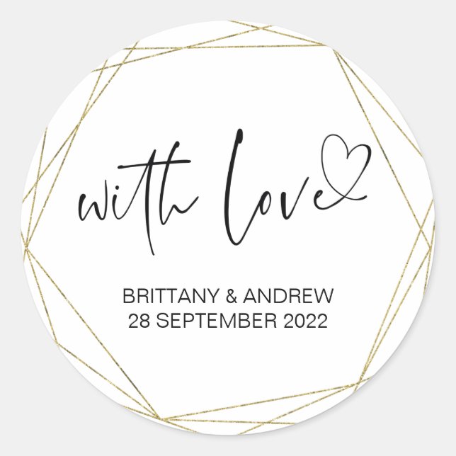 Gastgeschenk Hochzeit Leckerei Bag Jam mit Liebe V Runder Aufkleber (Vorderseite)