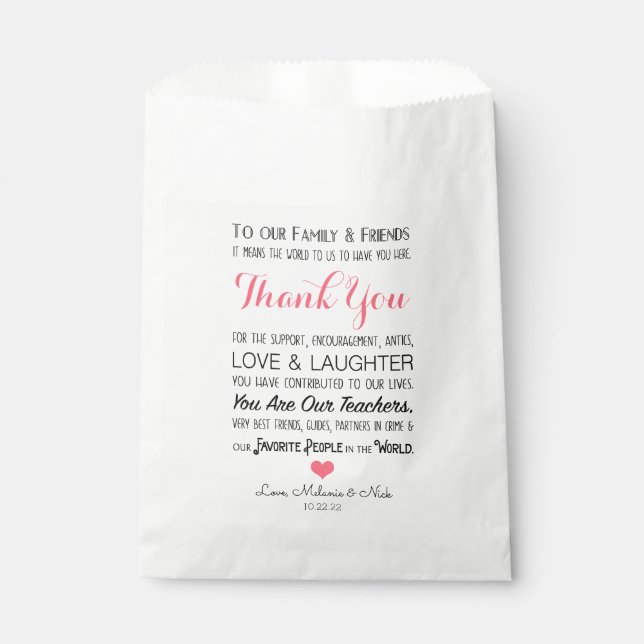 Gastgeschenk Hochzeit Leckerei Danke, Nachricht pi Geschenktütchen (Vorderseite)