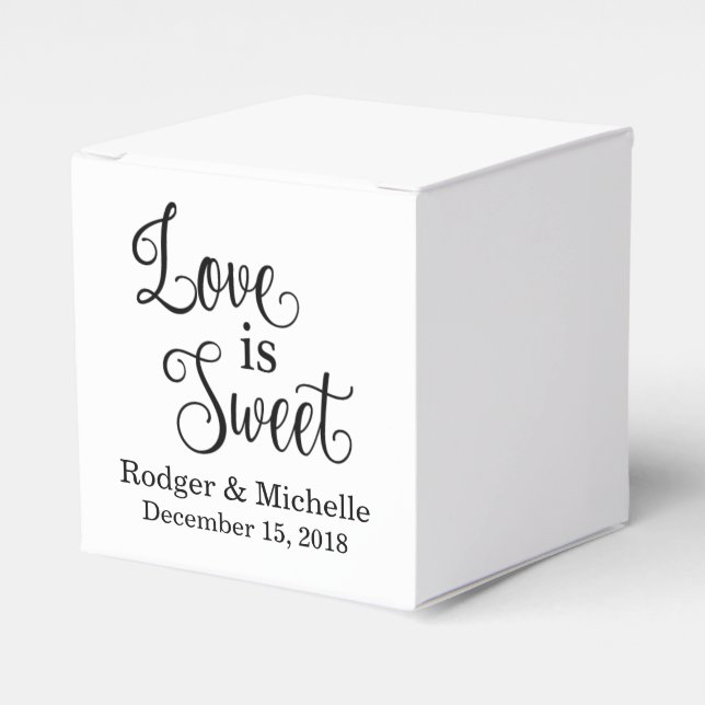 Gastgeschenk Hochzeit - Liebe ist süß Geschenkschachtel (Vorderseite)